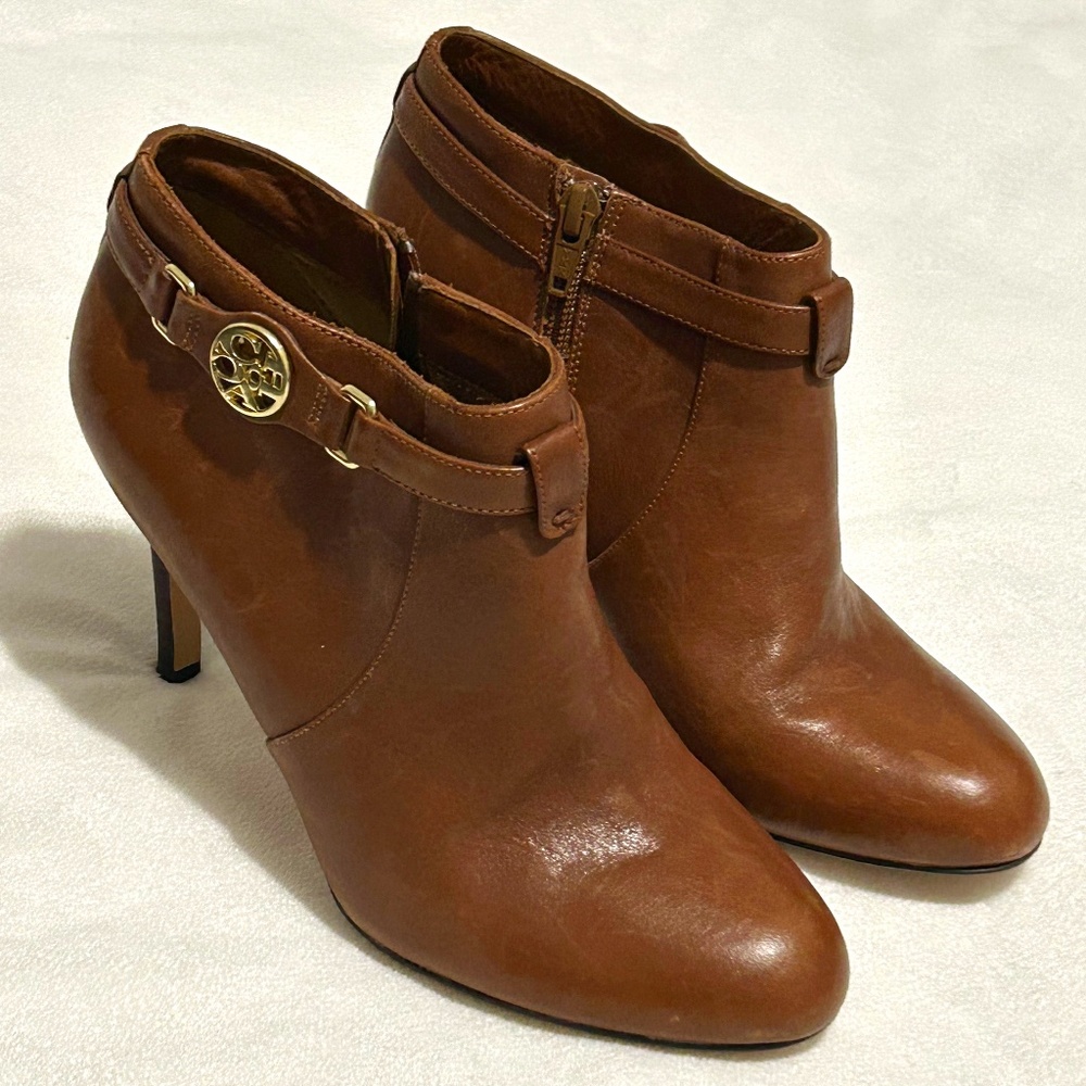 Coach Salene Cow Safari Leather Stiletto Booties